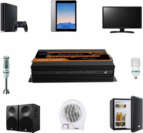 ONDA PURA 1000W 12V 220V 230V Inversor Convertidor Transformador 2 x USB - Imagen 6 de 9