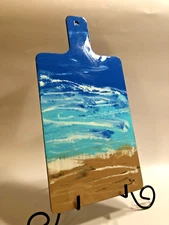 Charcuterie Board/Serving Tray/Decor Ocean Waves Epoxy Resin on Slate SO PRETTY 