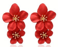 Flower Earrings for Women Boho Statement Flower Earrings Bohemian two tier