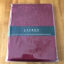 NEW Lauren Ralph Lauren Tablecloth 60" x 84" Oblong Dark Red Holiday Damask