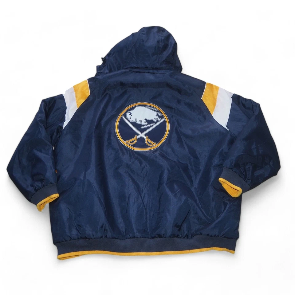 G-III Sports by Carl Banks Vintage 90s Y2K NHL Buffalo Sabres Hooded Jacket 4XL - Image 2 of 4