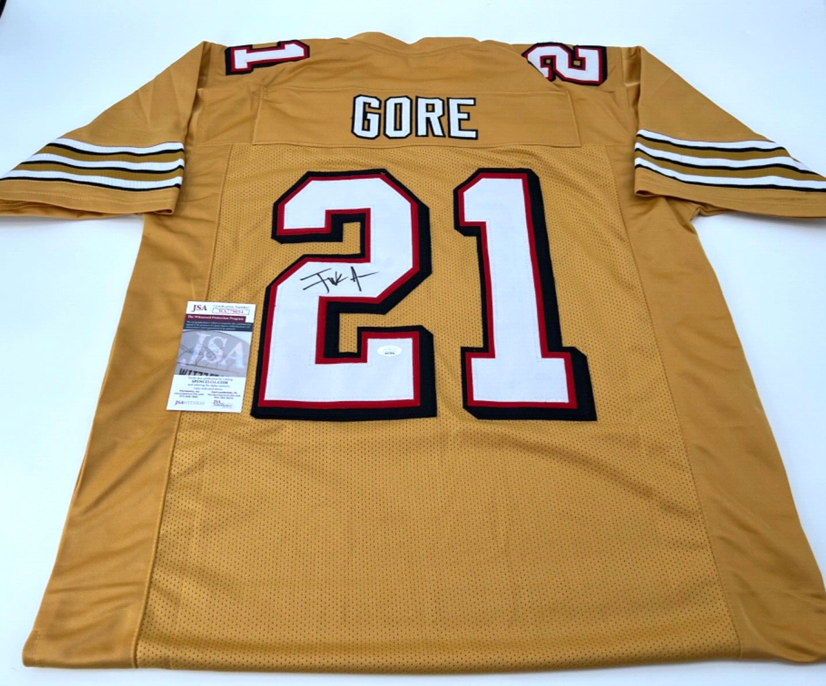 FRANK GORE SAN FRANCISCO 49'ERS AUTOGRAPHED CUSTOM GOLD STITCHED