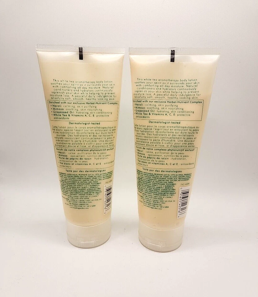 Lote de 2 lociones corporales hidratantes terapia relax The Healing Garden té blanco 7 oz Foto 2 de 2