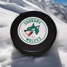 SUDBURY WOLVES OHL VINTAGE  VICEROY MFG.  MADE IN CANADA 🇨🇦 ONTARIO PUCK Hole!