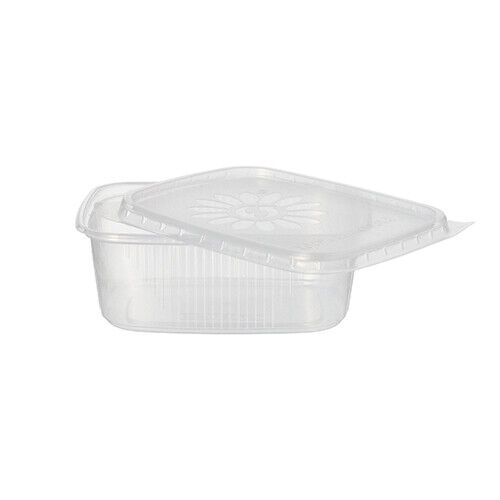 250 Verpackungsbecher mit Deckel, PP eckig 200 ml Feinkostbecher Einwegschalen - Bild 1 von 1