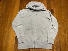 Vintage Nike Hoodie Mens L Gray Swoosh Sports Skate Y2K Zip Up A3J
