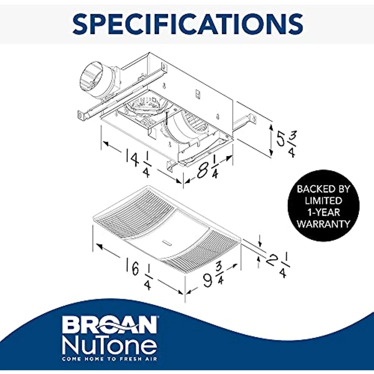 Broan-NuTone BHFLED80 PowerHeat Bathroom Exhaust Fan, Heater, and LED Light  26715265497 | eBay