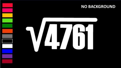 4761 SQUARE ROOT, FUN MATH, (2 DECALS) Decal Sticker for Car, Window, Laptop