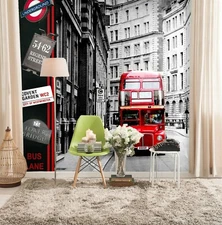 3D Bus Building G540 Transport Wallpaper Mural Self-adhesive Removable Wendy