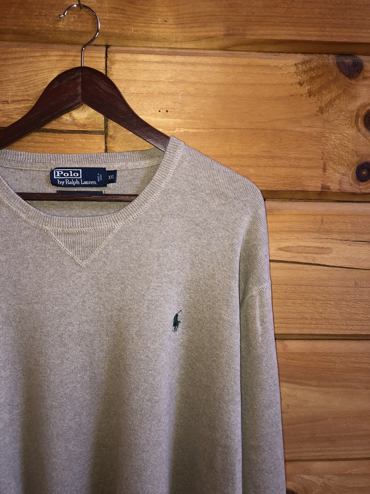 Felpa polo Ralph Lauren da uomo taglia XXL marrone vintage verde pony