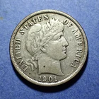 1901 Barber Dime  Ch. VF+