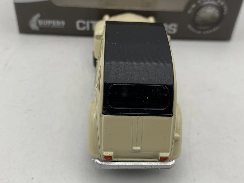 1:60 WELLY CITROËN 2CV crema tetto nero auto diecast metallo - Immagine 4 di 4