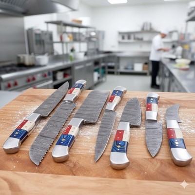 Premium Handmade Damascus Steel Kitchen Knives Set Perfect for Chef & Home Cooks