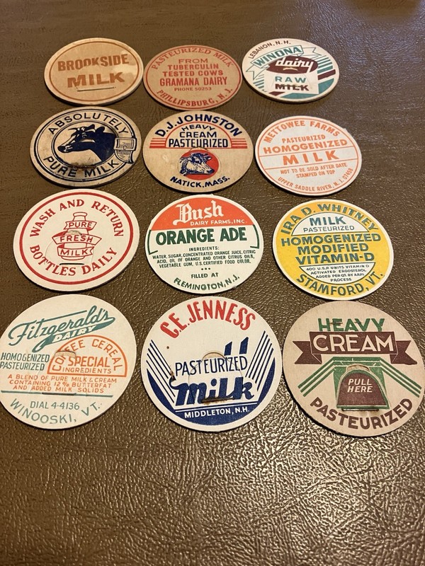Lot of 12 Milk Bottle Caps 