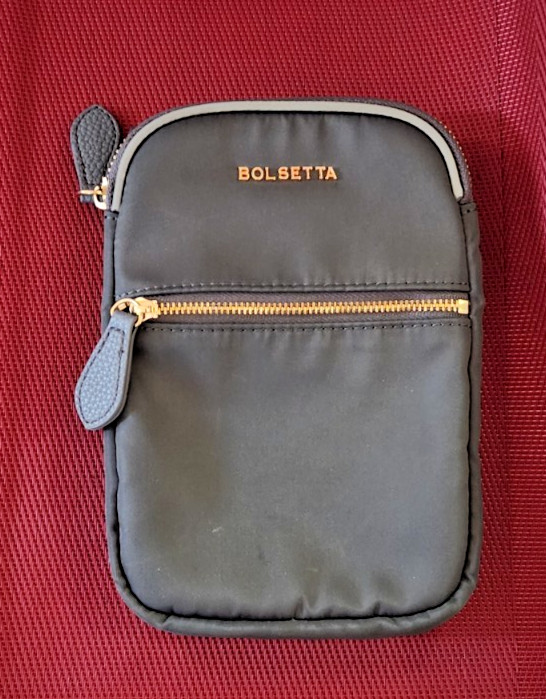 Bolsetta Magnetic Zippered Hip Pouch Beltless Handbag RFID Protection Dark Gray