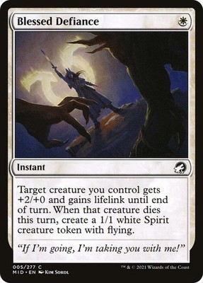 Blessed Defiance 5 MID Innistrad Midnight Instant White Common Sokol NM
