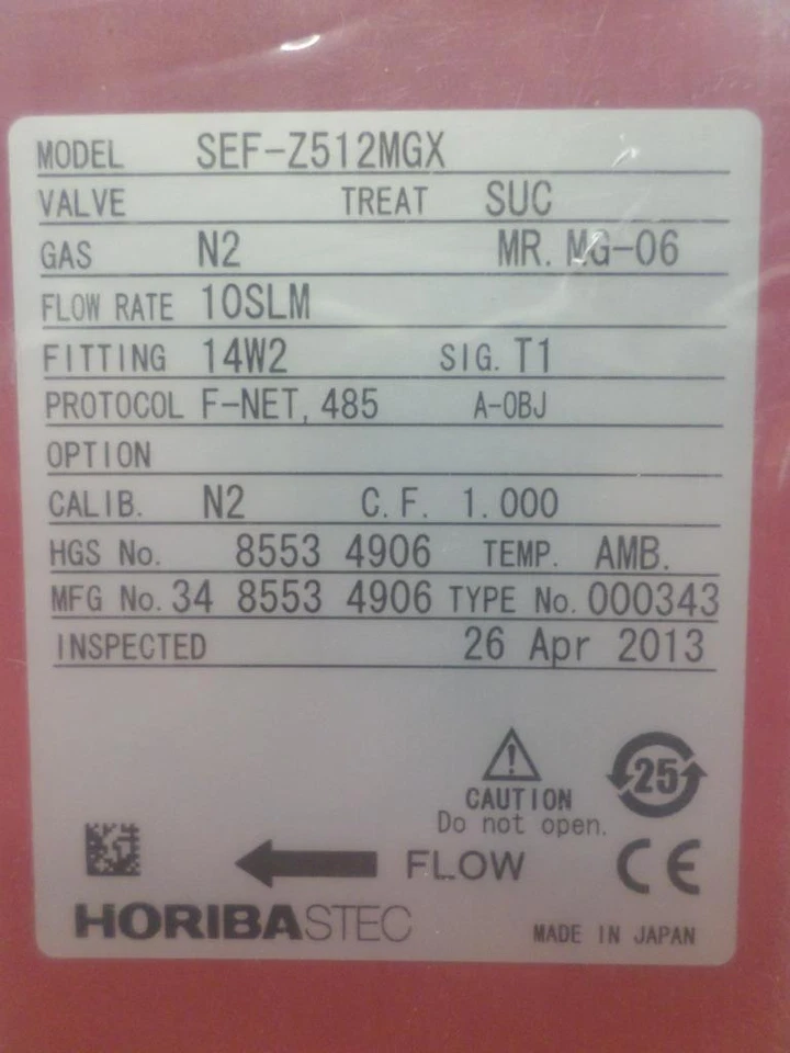 Horiba STEC SEF-Z512MGX Gas N2 10 SLM Fitting 14W2 Mass Flow Controller - Image 2 of 4