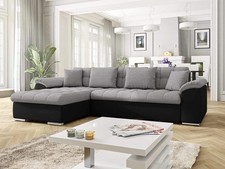 FAST DELIVERY Grey Fabric Corner Sofa Bed Storage FREE ASSEMBLY - Sofanatic