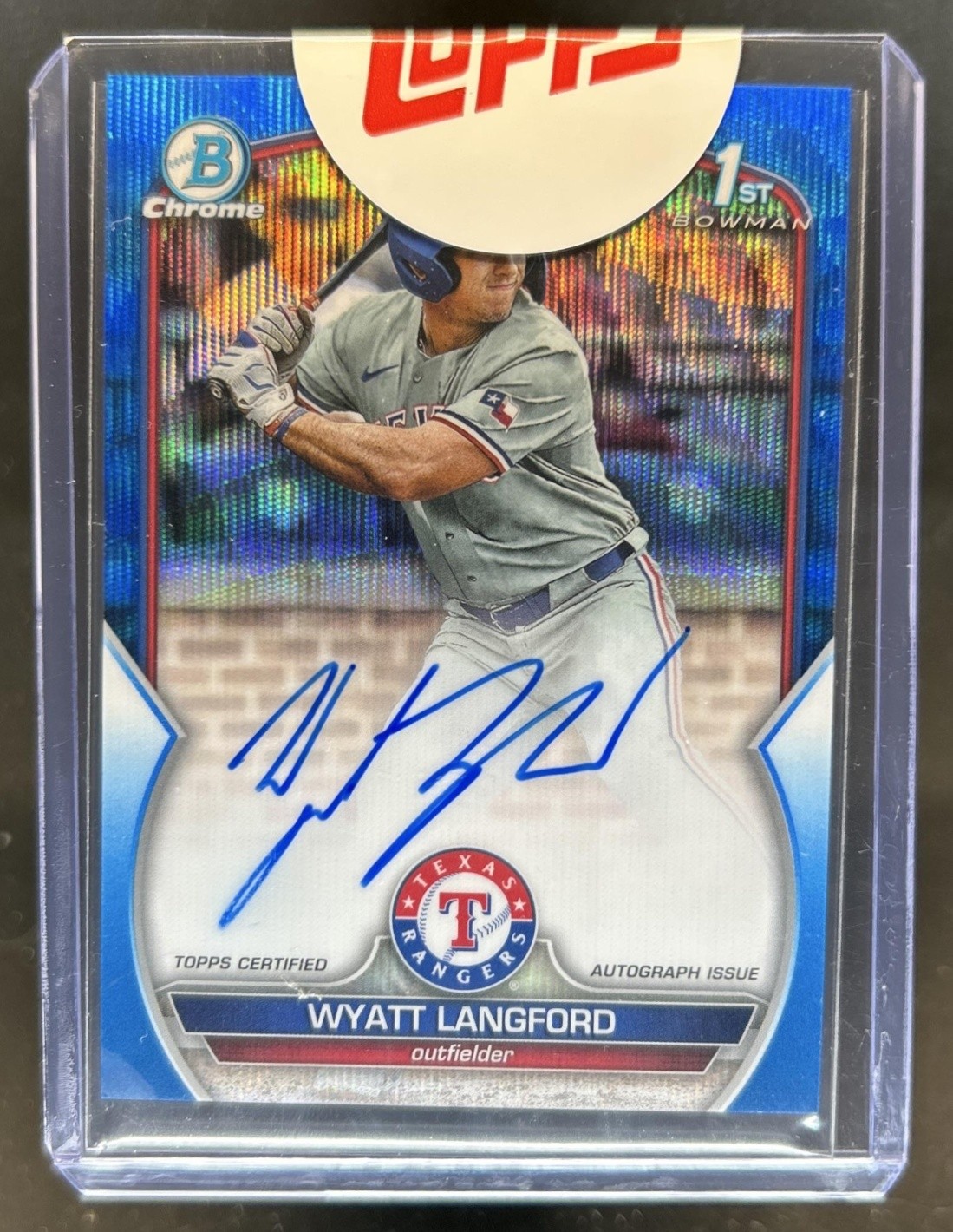 2023 Bowman Draft Wyatt Langford Chrome Auto Blue Wave Refractor 1st #/150