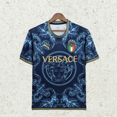 Italy x Versace Blue Concept Football Jersey – Special Edition