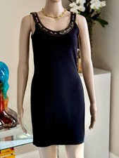 Authentic! Gianni Versace Lana Wool Mini Black Dress Size 40/Small