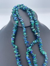 Lapis Lazuli & Malachite Chip Necklace 34” Long Gemstone Strand 381 ct tw