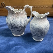 Antique Victorian Pitcher & Vase Humphrey's Bros Tunstall England Porcelain