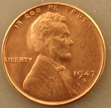 1947-s Bu Bright Red Unc Lincoln Wheat Cent Looks Great Free Shipping