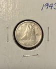 1943 Canada Silver Dime 10 Cents George VI .800 Fine WWII Era Coin VG Very Good