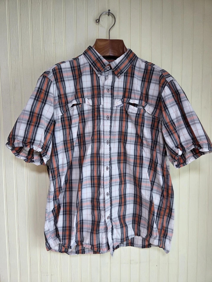Carhartt Shirt Mens Large Orange Gray Plaid Force Short Sleeve Relaxed Fit - Image 2 of 4