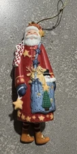 Lang and Wise Christmas Ornament Ellen Stouffer Santa's Check 1998 open box vtg