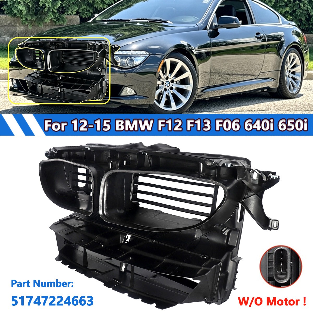 For BMW F12 F13 F06 640i 650i Front Radiator Grille Shutter Air Duct 51747224663