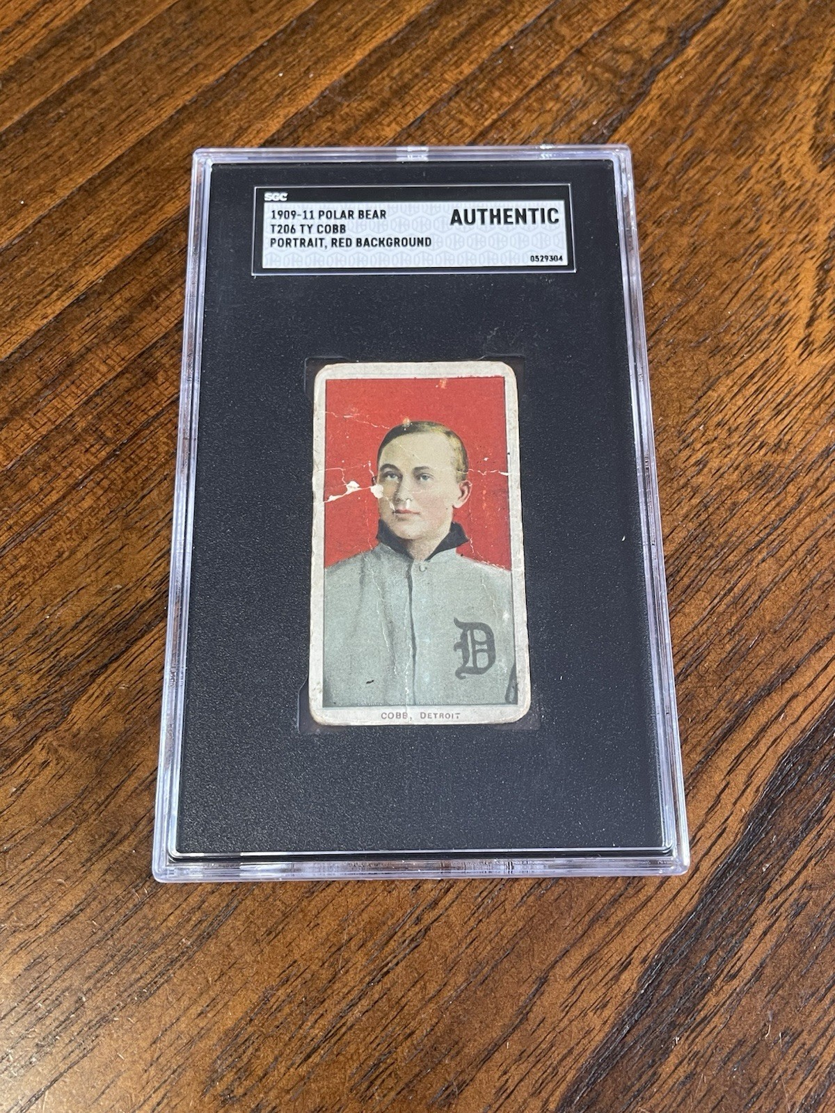 1909-11 T206 Ty Cobb Red Portrait Polar Bear Back SGC A Authentic