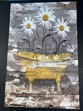 Daisy Canvas Wall Art Modern Flower Bathtub Artwork Rustic