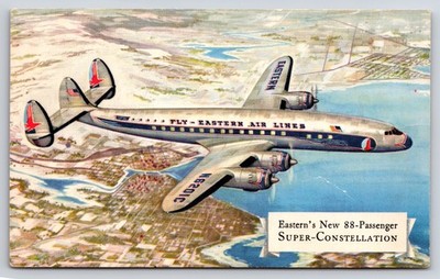 Eastern Airlines Super Constellation 88 Passenger Airplane Postcard