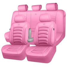 3D Foam PU Leather Car Seat Covers, Universal Seat Covers Full Sets All Pink