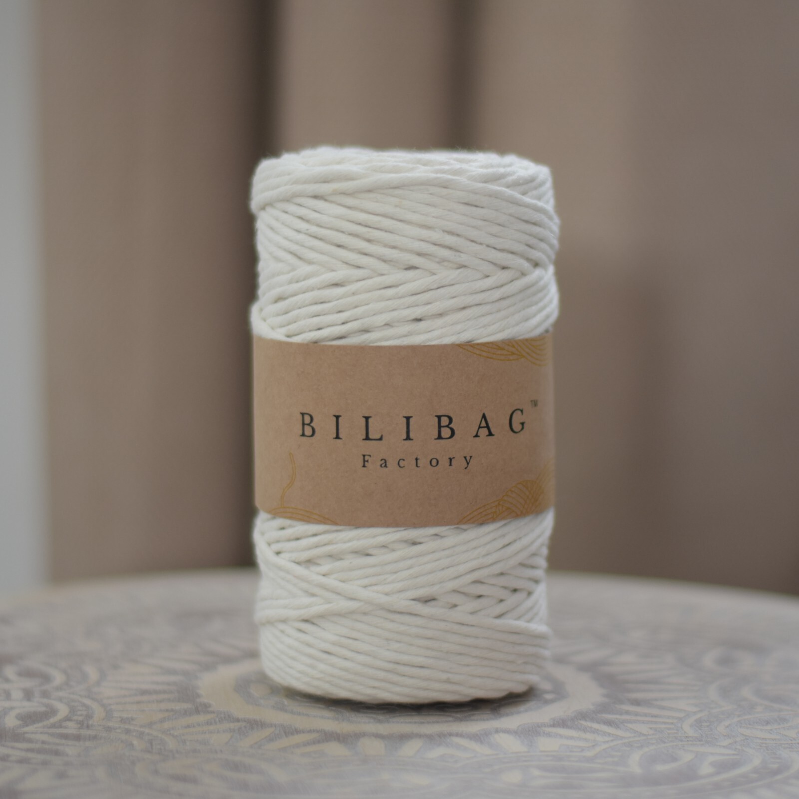 Bilibag Factory 3mm Twisted Macrame Cotton Cord - Vanilla - 100m