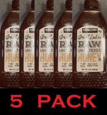 5x Kirkland Signature GREAT LAKES RAW Unfiltered HONEY 48 oz Bottle 3 Lbs 5 PACK