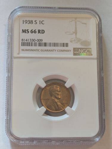 1938-S LINCOLN WHEAT CENT NGC MS 66 RD