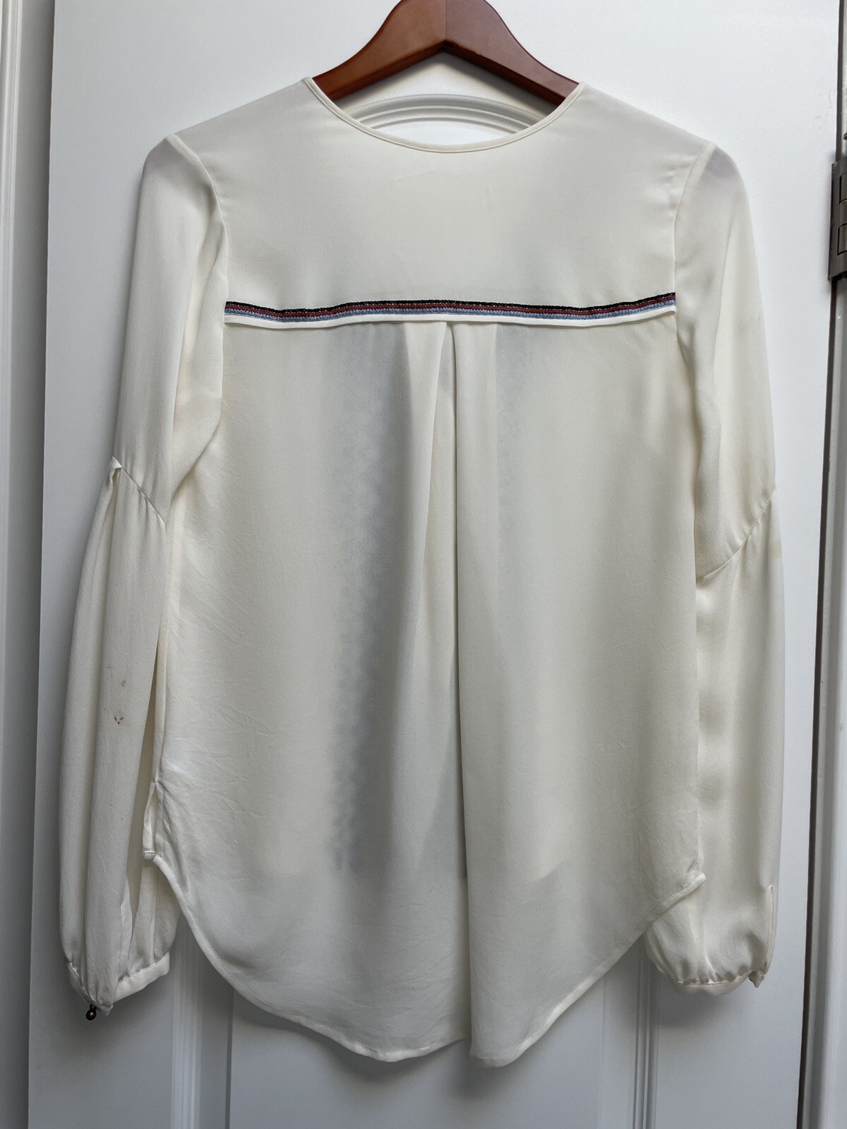 Veronica Beard Button Cream Silk Embroidered Butt… - image 5