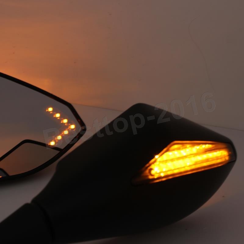 Black LED Mirrors For Kawasaki Ninja 500/636 ZX6RR ZX750 ZX7R ZX9R