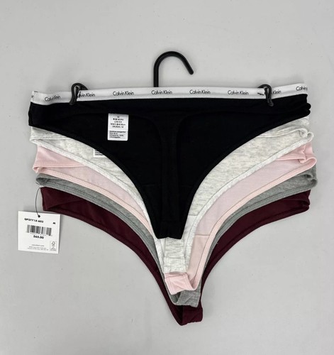 Damen Calvin Klein Tanga 5er Pack M Unifarben - Rot Grau Pink Grau & Schwarz - Bild 6 von 13
