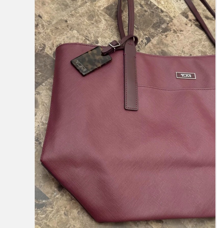 TUMI Voyageur Wine Burgundy Leather Tote Bag Purse Travel Business Work