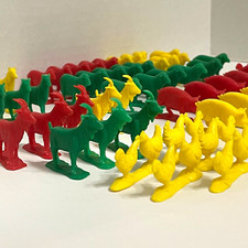 Farm Animals Toy Lot Of 63 Pieces Solid Colors - Goats Chickens Pigs Sheep Dogs