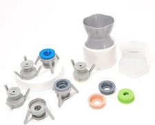 Flip-it Bottle Emptying Kit - 6 adapters and 2 stands, Pastel Color Edition 