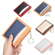 Man Women Leather Wallet ID Card Holder Wallet Mini Zipper Card Bag Pocket Purse