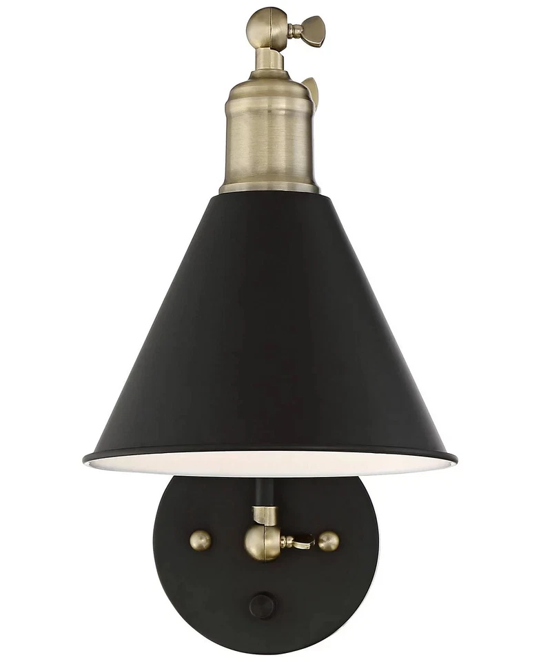 Lámparas de pared enchufables 360 Lighting Wray de latón negro y antiguo (juego de 2) Foto 4 de 4