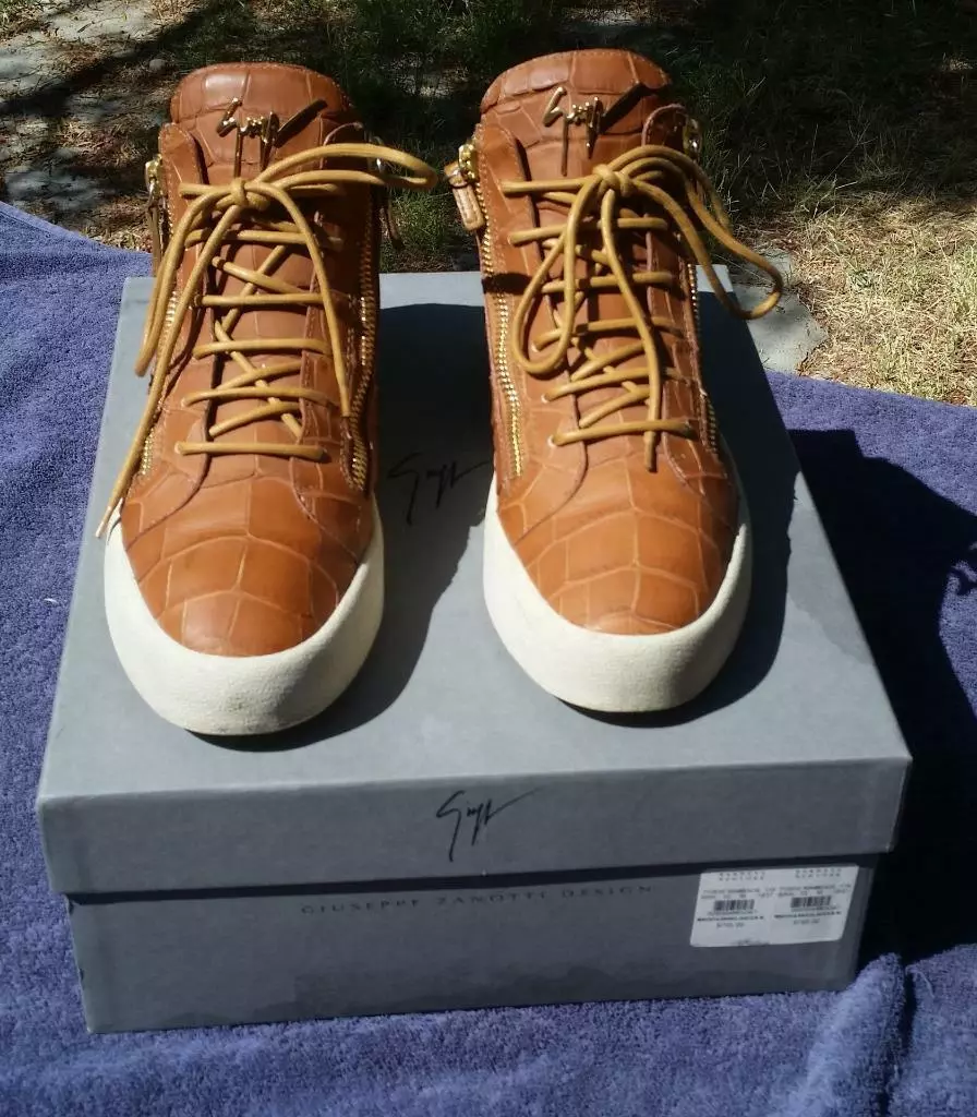 Giuseppe Zanotti Brown Mens Sneakers 2 Zipper Used Boots Size 43
