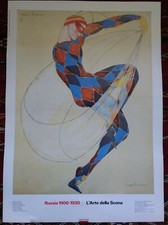 ARLECCHINO  RUSSIA 1900 - 1930 L'ARTE DELLA SCENA  MANIFESTO MOSTRA 70 X 49 CM