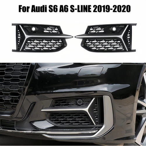 For Audi S6 A6 S-LINE 2019-22 Front Bumper Honeycomb Grill Fog Lamp Cover Grille - Picture 1 of 5